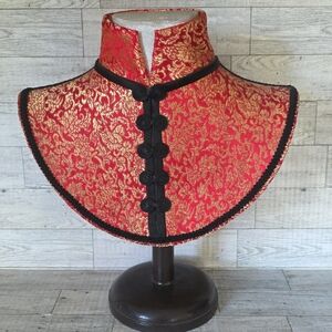 Elegant Red and Gold Brocade Collar